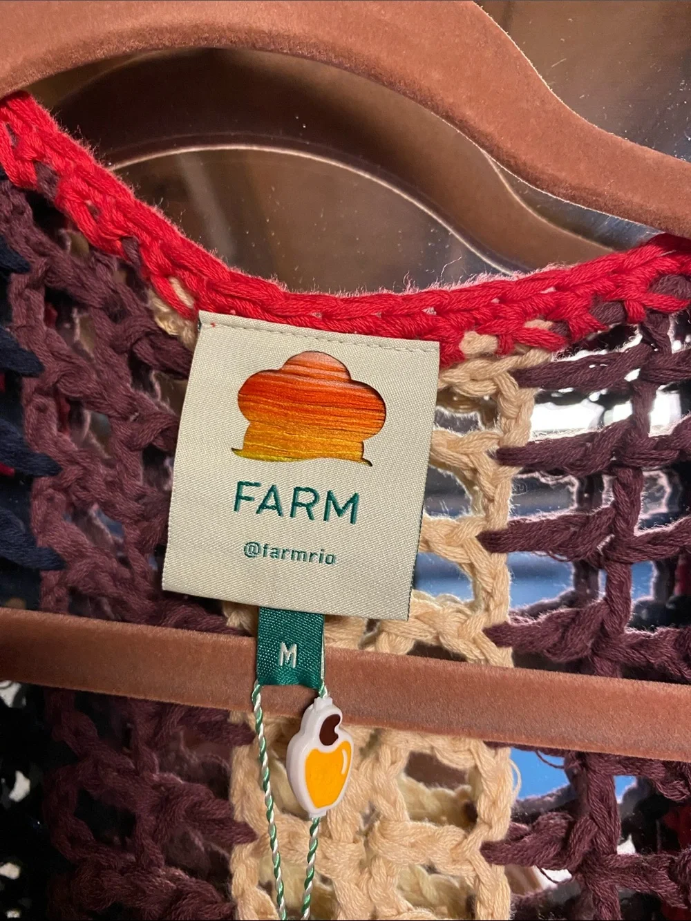 Farm Rio Multicolor Crochet Open Cardigan - Vibrant Stripes - Picture 2 of 5